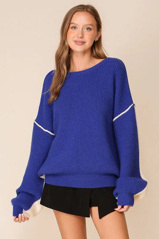 True Feeling Oversized Colorblock Sweater