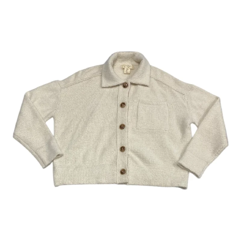 Men's short-sleeve taupe vintage top-Sweater Cardigan By Jessica Simpson In Cream, Size: M