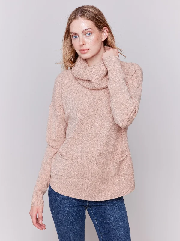 Sweater with Removable Scarf - Truffle