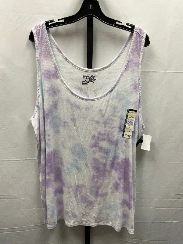 Men's short-sleeve loud print top-Tie Dye Print Top Cami Terra & Sky, Size 3x