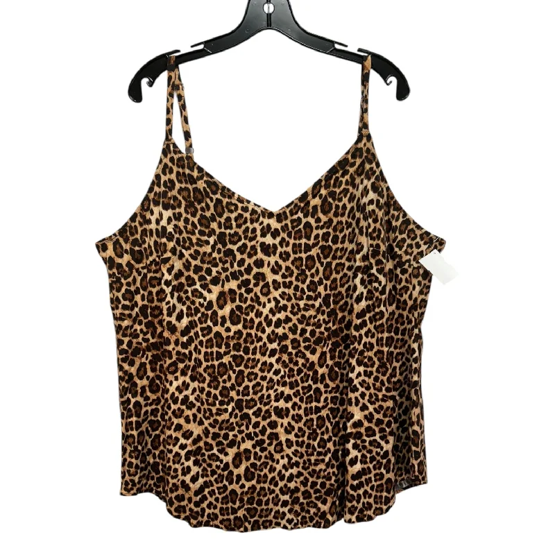 Men's short-sleeve cream linen top-Top Cami By Torrid In Animal Print, Size: 4x