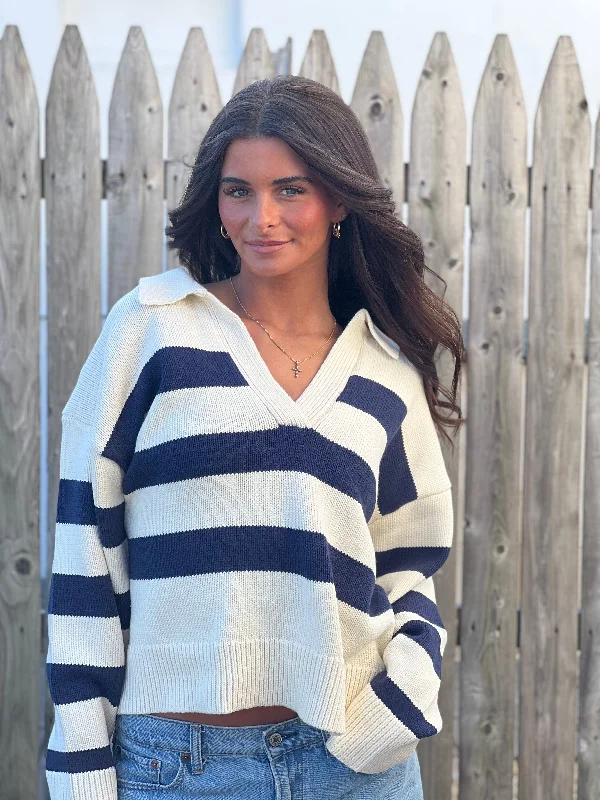 V-Neck Stripe Sweater