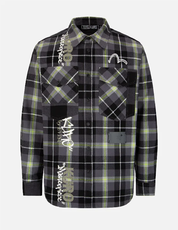 Contrast Pockets Plaid Flannel Shirt