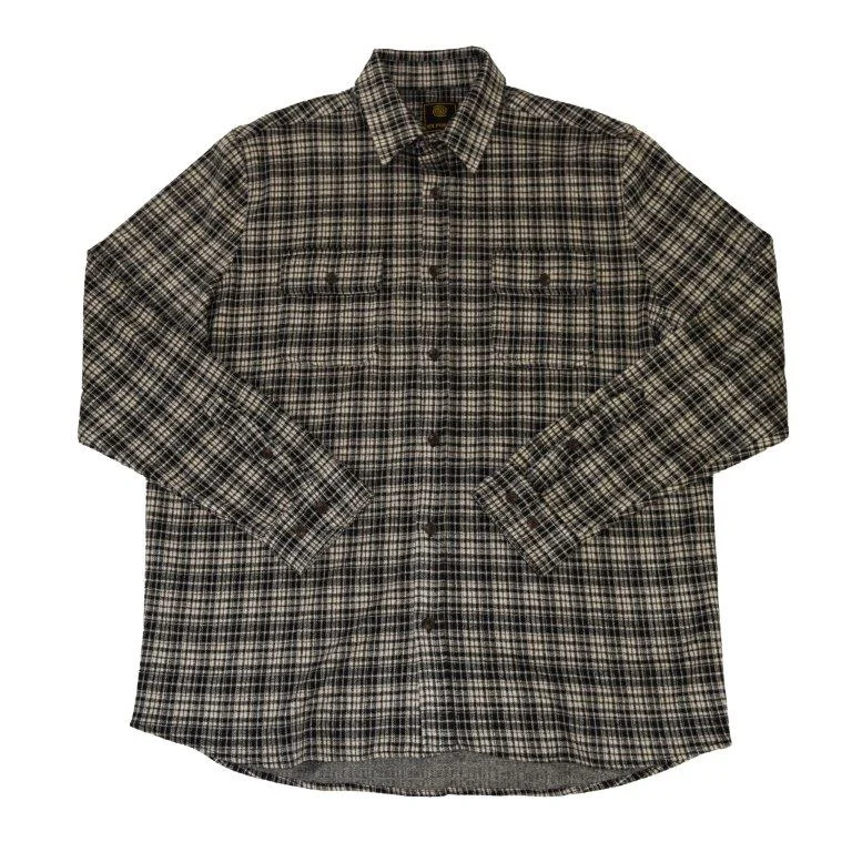 'FX Fusion' Men's Brushed Flannel Button Down - Black / Tan