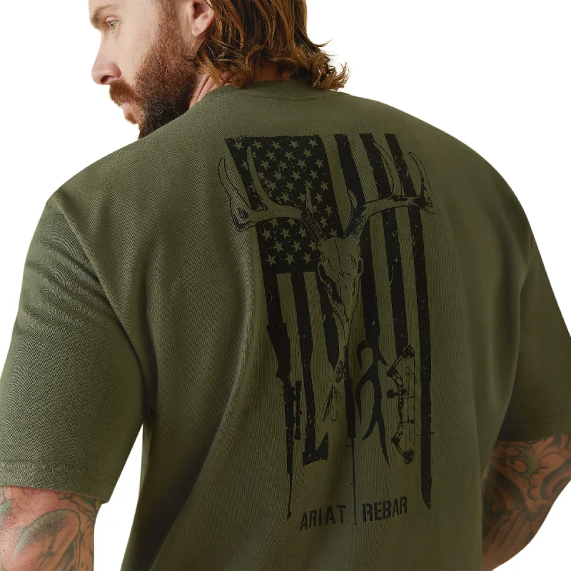 Men's short-sleeve smooth silk tee-Men's Ariat Rebar Cotton Strong American Outdoors T-Shirt #10043827