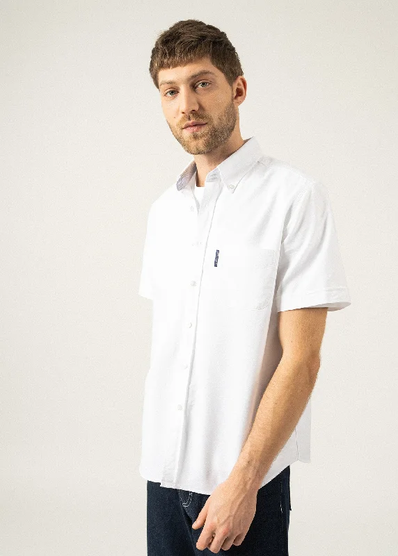 Men's short-sleeve recycled polyester top-Amboise short sleeve shirt - regular fit, in cotton oxford (BLANC)