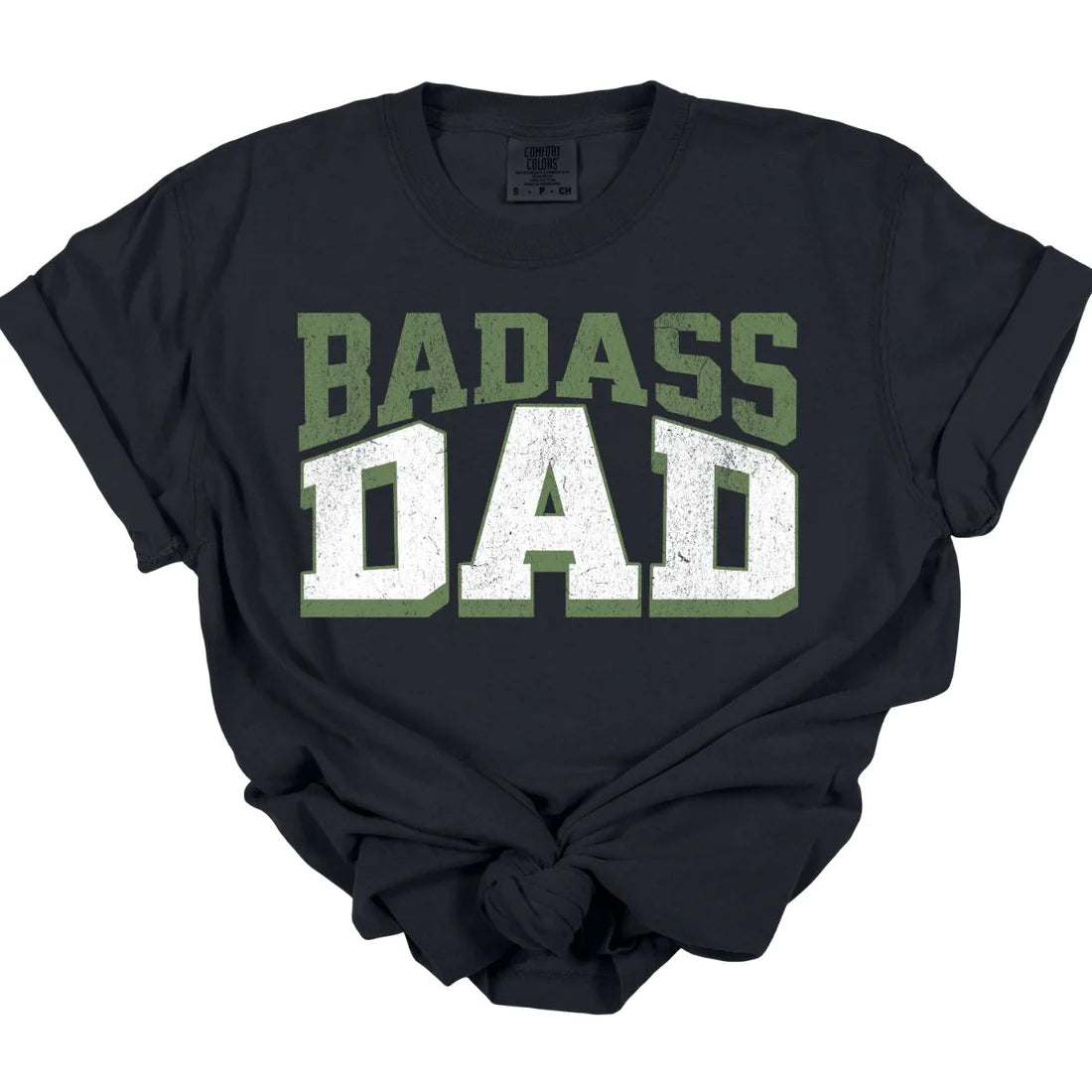 Men's short-sleeve faded denim tee-Bad Ass Dad Tee *MADE TO ORDER*