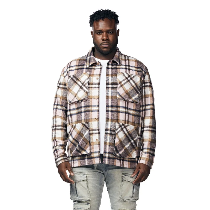 Big and Tall Plaid Flannel Overshirt - Himalaya