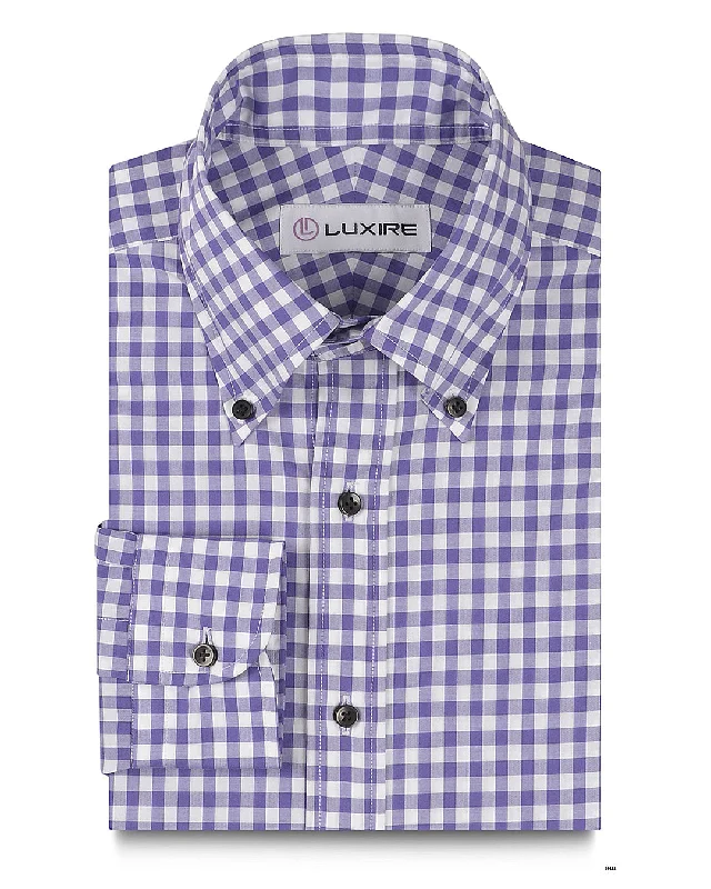 Broad purple Gingham Checks on White