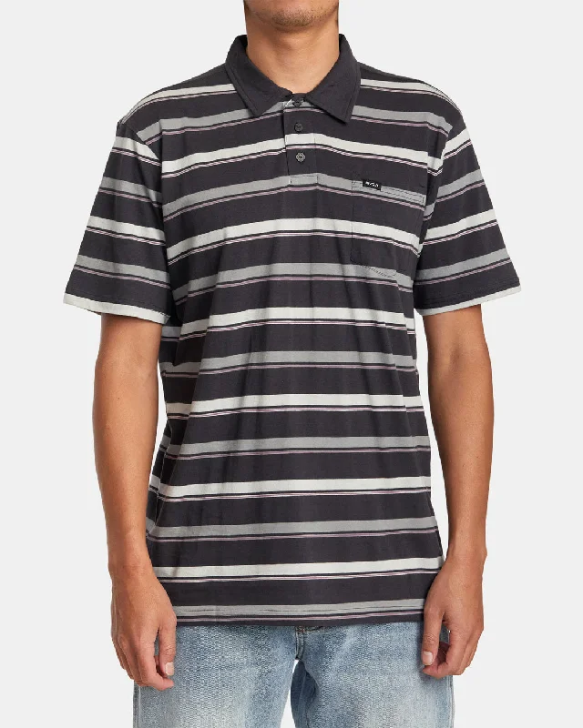 Men's short-sleeve sailing navy top-Cassady Stripe Polo Shirt - Pirate Black