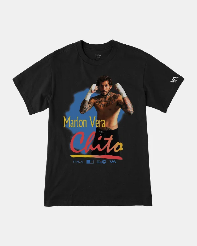 Men's short-sleeve loud print top-Chito Vera Fight Night Tee - Black