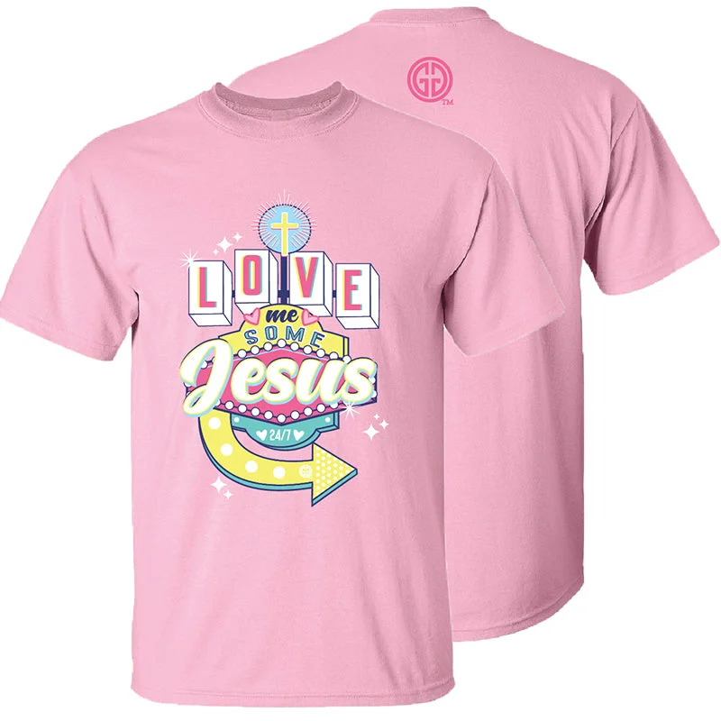 Men's short-sleeve coarse hemp shirt-Girlie Girl Originals Love Jesus Sign T-Shirt