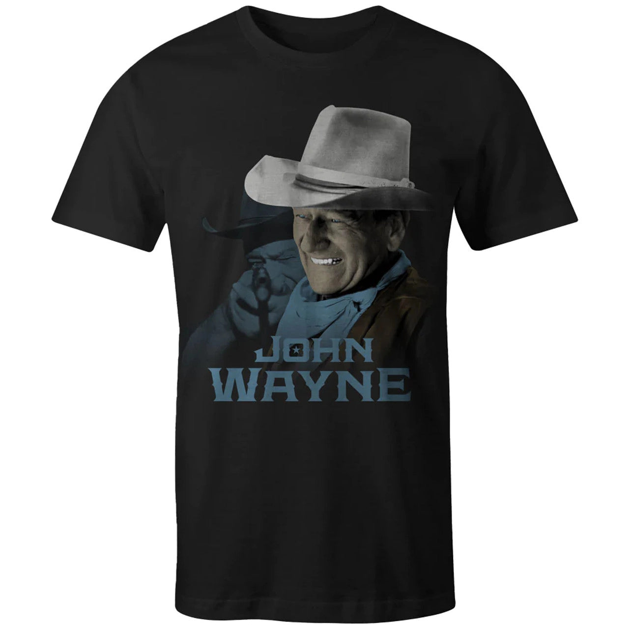 Men's short-sleeve plush bamboo top-Hooey John Wayne Black Crew Neck T-Shirt