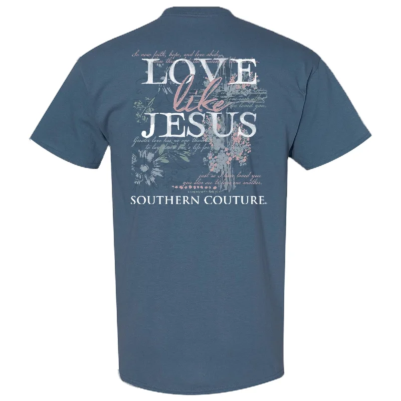 Men's short-sleeve checkered slim fit shirt-Southern Couture Classic Love Like Jesus T-Shirt