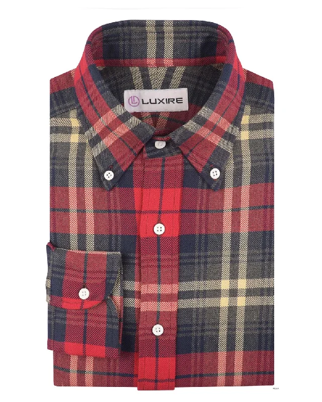 Red Navy Tartan Twill