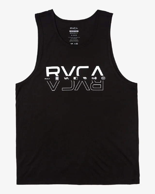 Men's short-sleeve crisp white shirt-Double RVCA Split Tank - Black