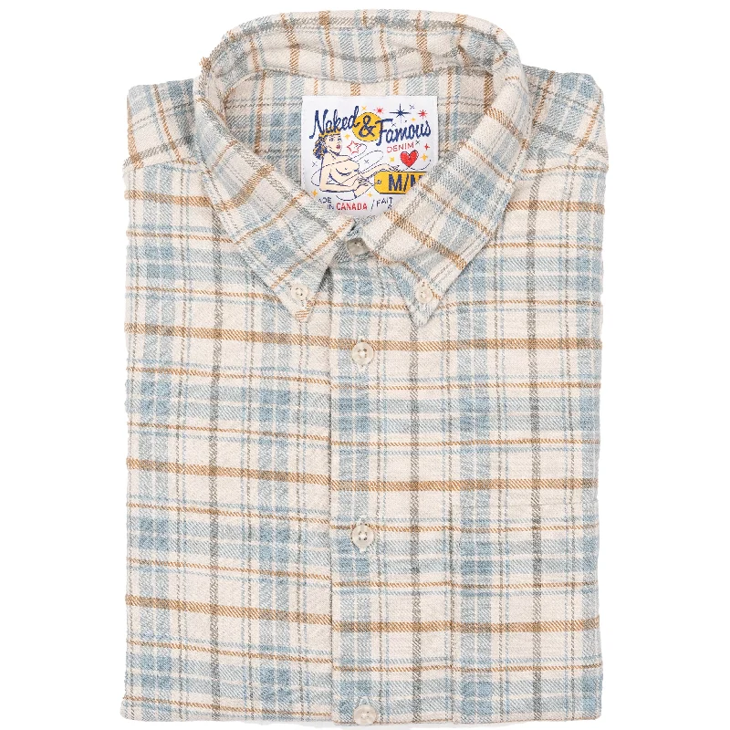 Easy Shirt - Big Slub Check Flannel - Pale Blue