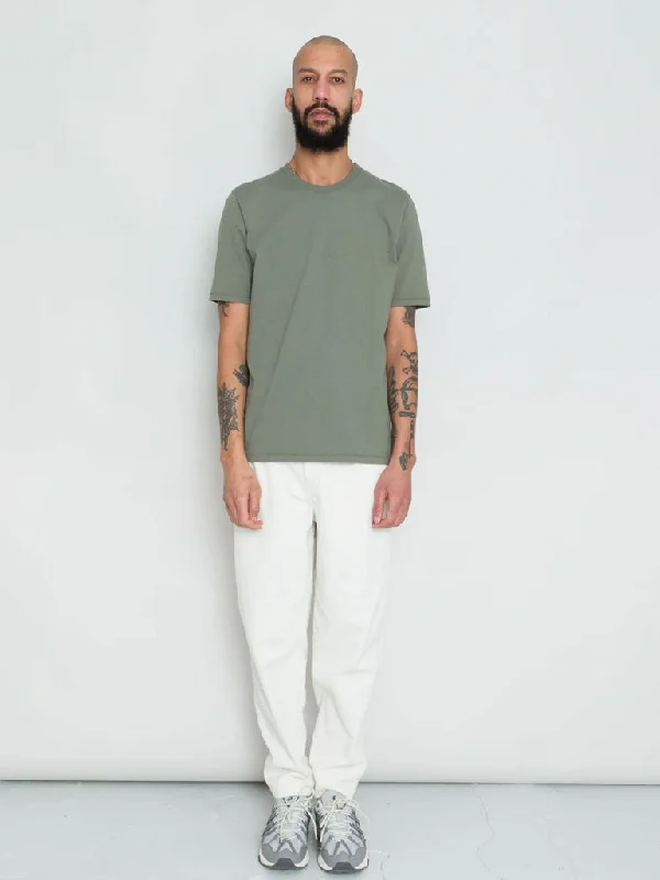 Men's short-sleeve concert black top-Folk Contrast Sleeve Tee in Dark Sage