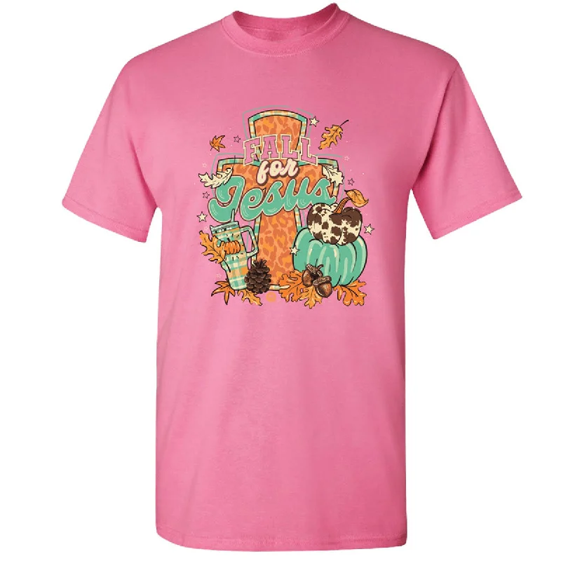 Men's short-sleeve airy linen shirt-Girlie Girl Originals Fall For Jesus Pumpkin T-Shirt