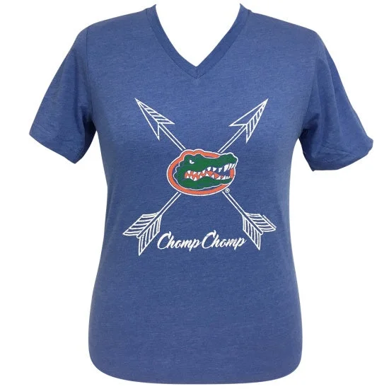 Men's short-sleeve rust orange tee-Girlie Girl Preppy Florida Gators Chomp Arrows V-Neck T-Shirt