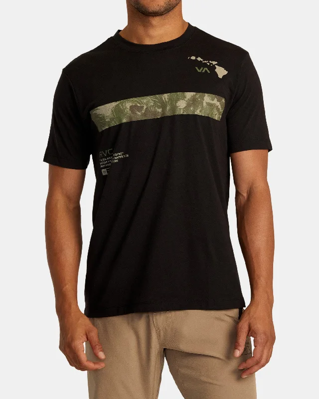 Men's short-sleeve neutral beige top-Hawaii Bar Tree Tee - Black