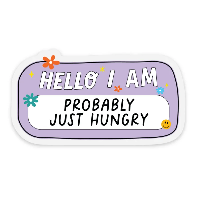 Men's short-sleeve snowboarding white shirt-Hello I Am Hungry Vinyl Sticker *CLEAR*