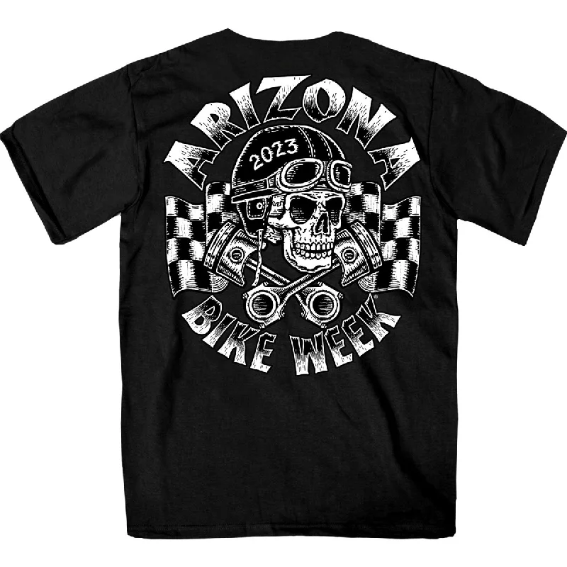 Men's short-sleeve high-performance gym tee-Hot Leathers AZM1347 Men's 2023 Arizona Bike Week Vintage Skulls T-Shirt