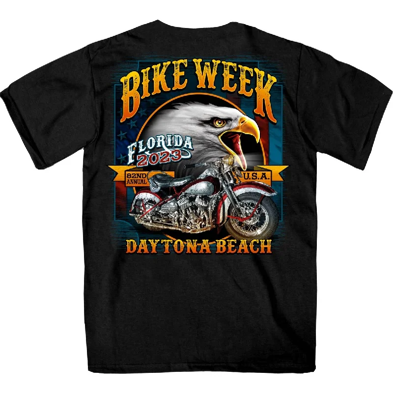 Men's short-sleeve cool gray shirt-Hot Leathers EDM1184 Men's 2023 Daytona Beach Bike Week Eagle Bike Black T-Shirt