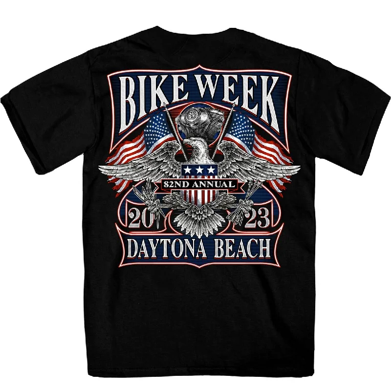 Men's short-sleeve camouflage tactical tee-Hot Leathers EDM1192 Men's 2023 Daytona Beach Vintage Patriot Black T-Shirt