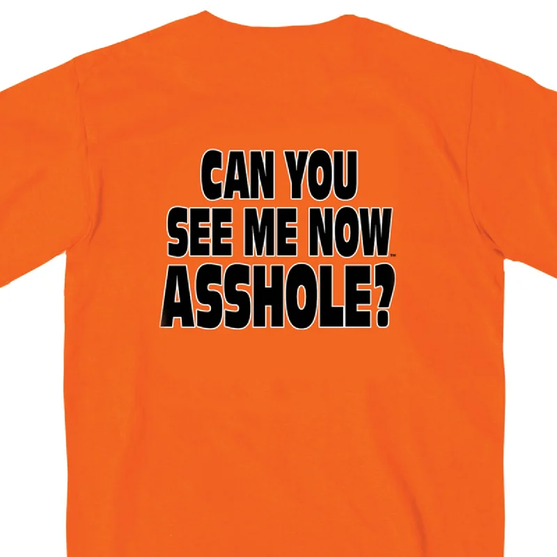 Men's short-sleeve subtle pattern tee-Hot Leathers GMD1090 Mens 'Can You See Me Now A***' Safety Orange T-Shirt