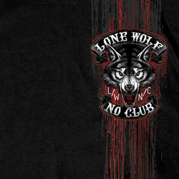 Men's short-sleeve polka dot summer tee-Hot Leathers GMD1343 'Jumbo Lone Wolf, No Club' Black Men's Black T-Shirt