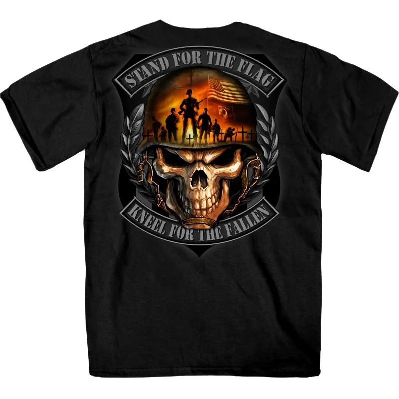 Men's short-sleeve lightweight wool top-Hot Leathers GMD1501 Stand for the Flag Skull T-Shirt