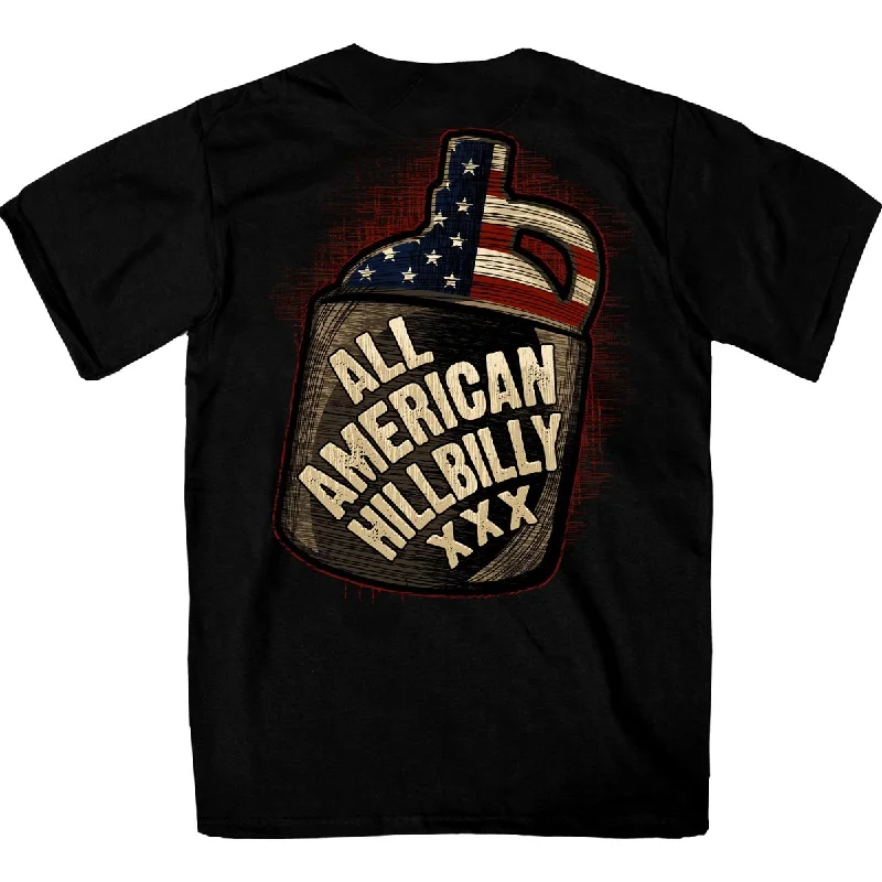 Men's short-sleeve tough polyester top-Hot Leathers GMD1517 Men's Black All American Hillbilly Double Sided T-Shirt