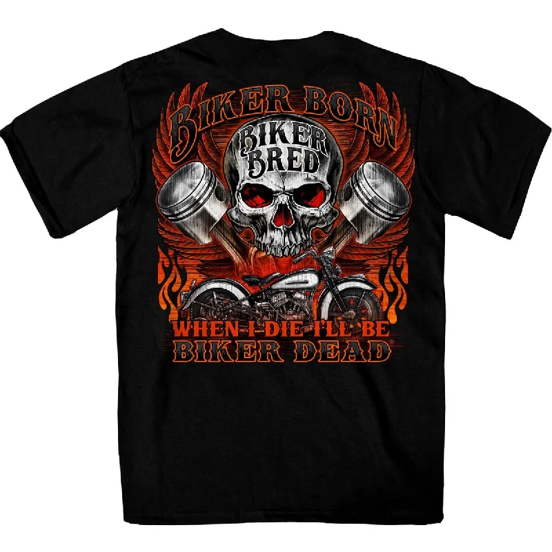 Men's short-sleeve skateboarding black tee-Hot Leathers GMD1535 Men's Black Skull and Pistons T-Shirt