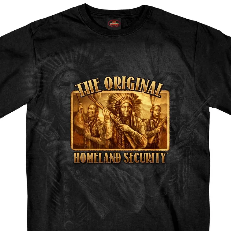 Men's short-sleeve anti-odor workout top-Hot Leathers GMS1460 Men's Original Homeland Security Native American Black T-Shirt