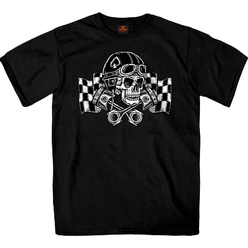 Men's short-sleeve cranberry casual tee-Hot Leathers GMS1549 Men's Black Vintage Racing Skull Printed T-Shirt