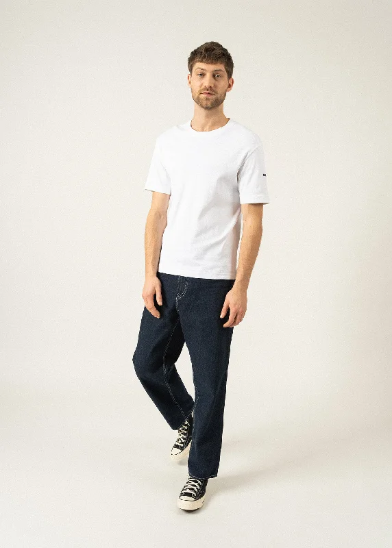 Men's short-sleeve rolled-sleeve casual shirt-Lumio short sleeves t-shirt - round neck, in cotton (BLANC)