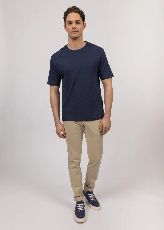 Men's short-sleeve raglan sleeve top-Lumio short sleeves t-shirt - round neck, in cotton (MARINE)