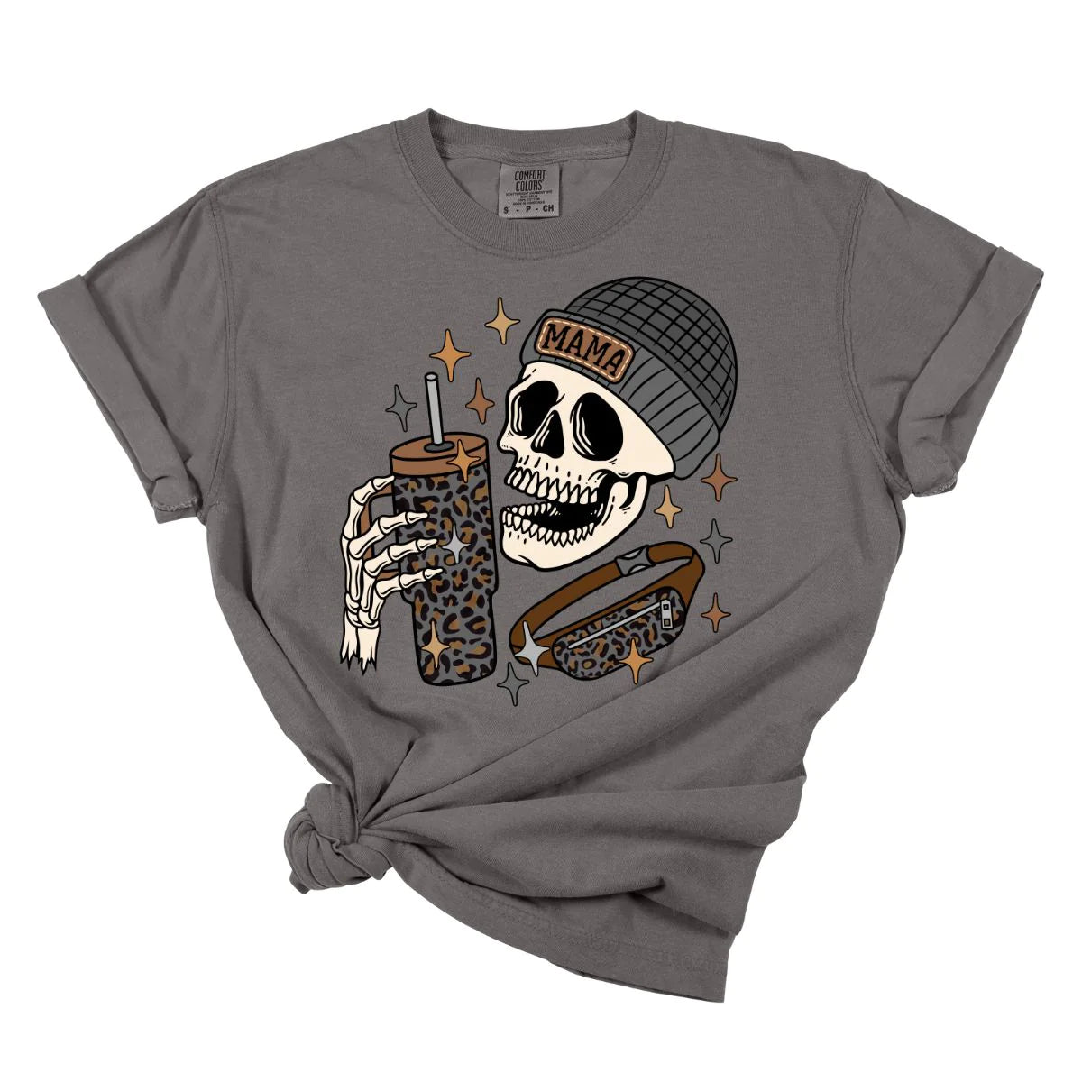 Men's short-sleeve earthy brown top-Mama Winter Skull Tee *MADE TO ORDER*