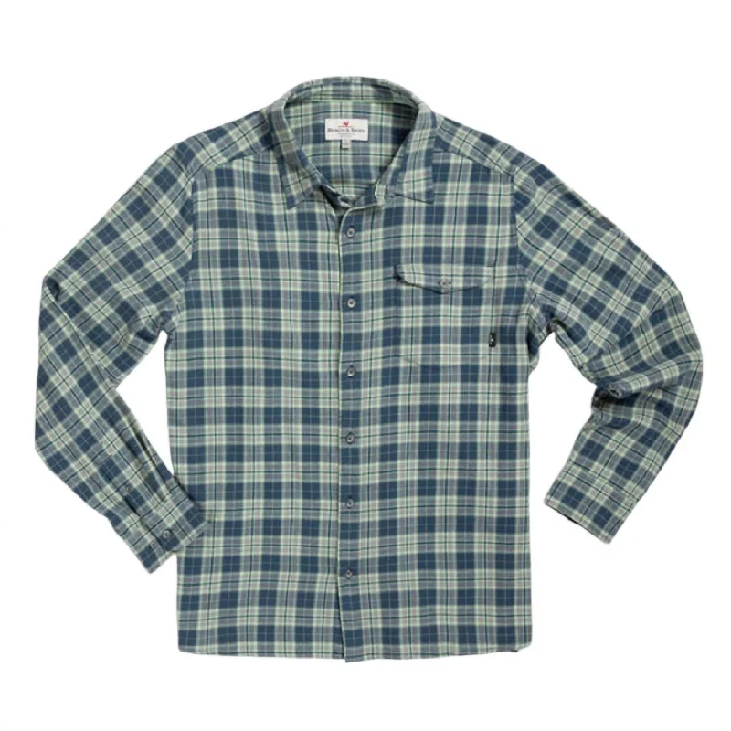 Masonboro Long Sleeve Flannel Shirt In Surf Guitar Plaid