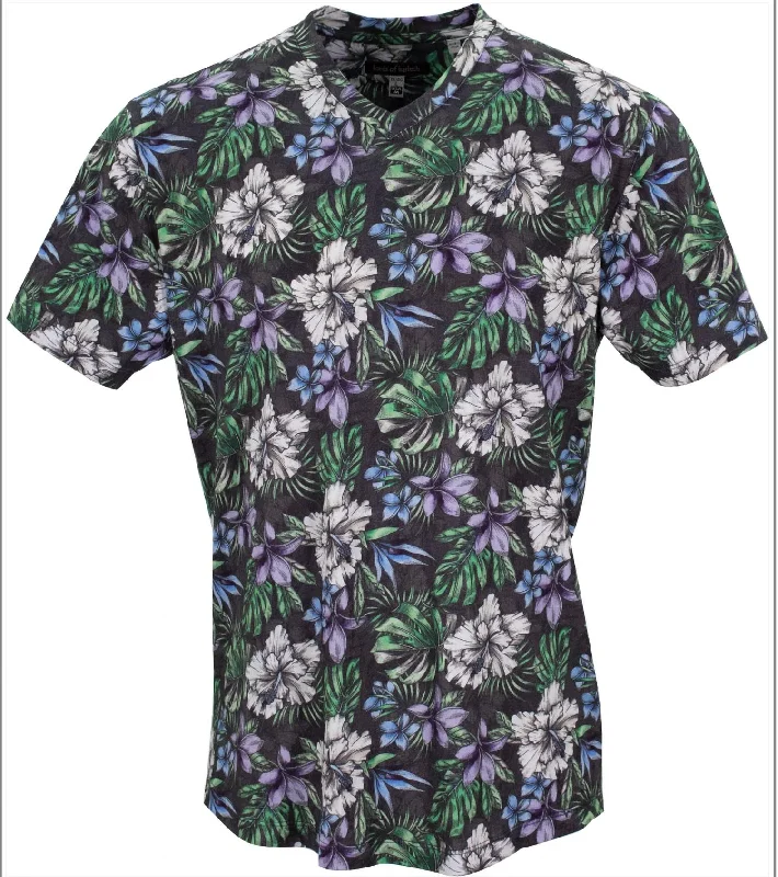 Men's short-sleeve breathable mesh tee-Maze Colorful Shirt In Floral Black