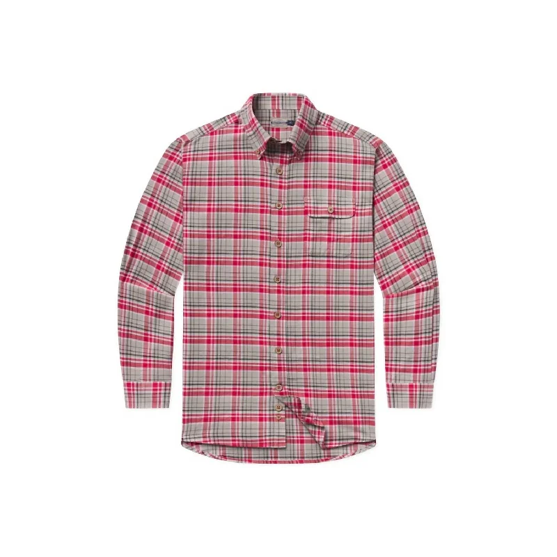 Men's Dewitt Plaid Flannel Shirt In Red/grey