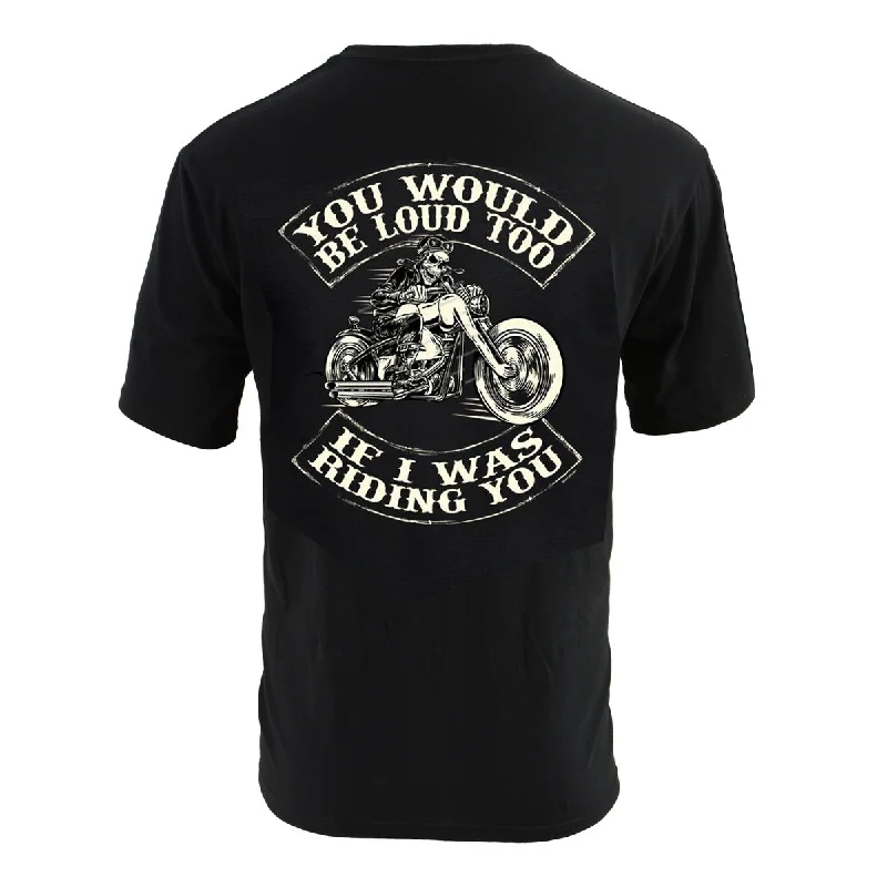 Men's short-sleeve floral print top-Milwaukee Leather BCC116010 Men's Black 'You Would Be Loud Too' Motorcycle Cotton Print T-Shirt