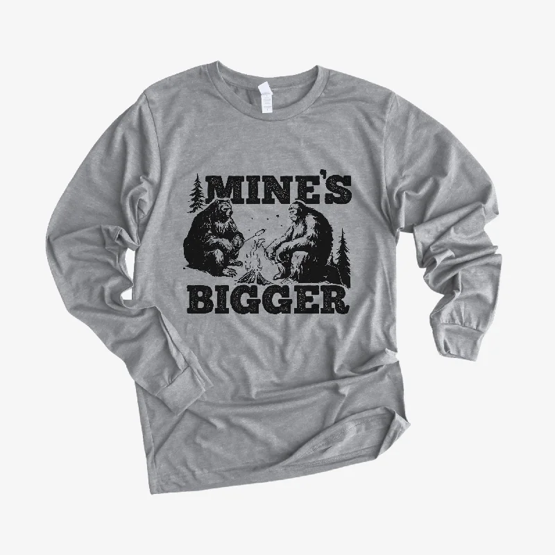 Men's short-sleeve raglan sleeve top-Mine's Bigger Funny Bigfoot Bear Long Sleeve *UNISEX FIT*