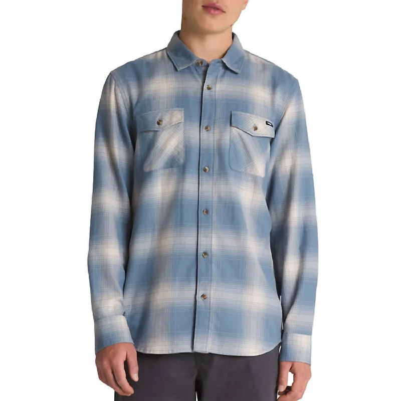 Monterey Iii Long Sleeve Flannel Shirt In Blue Mirage/oatmeal