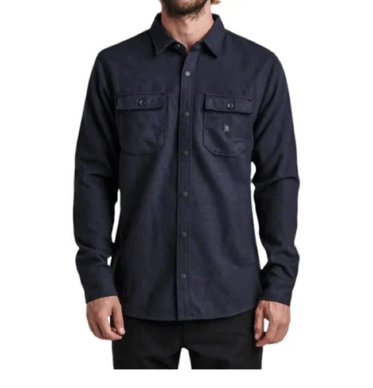 Nordsman Long Sleeve Flannel Shirt In Dark Navy