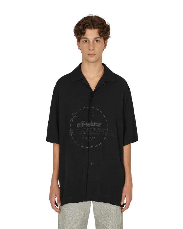 Men's short-sleeve earthy brown top-Cut Here Logo Holiday Shirt Black