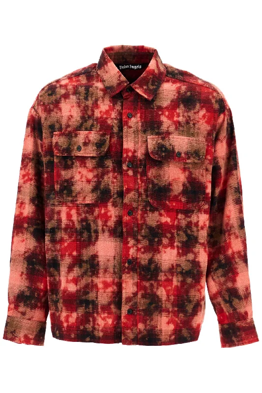 Palm Angels Men's 'Flannel Shirt With Curved Logo