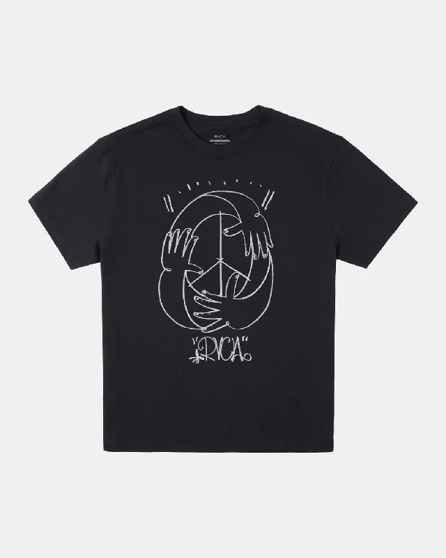 Men's short-sleeve luxury silk top-Peace Recycle Tee - Black