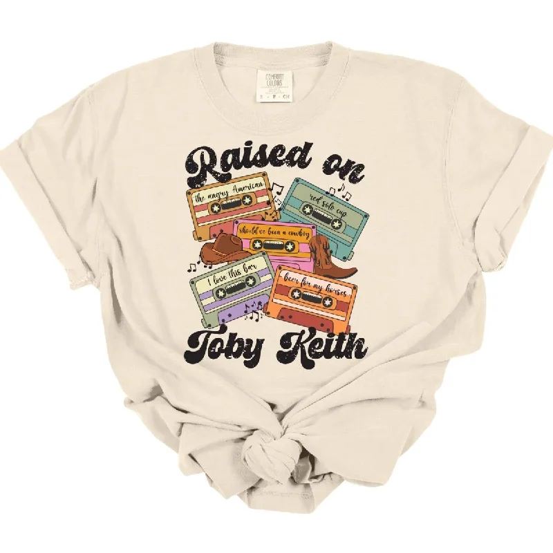 Men's short-sleeve handcrafted linen shirt-Raised On Toby Keith Tee *MADE TO ORDER*